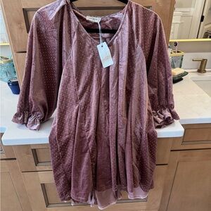 Umgee Pink Velvet with silver Polka Dots top